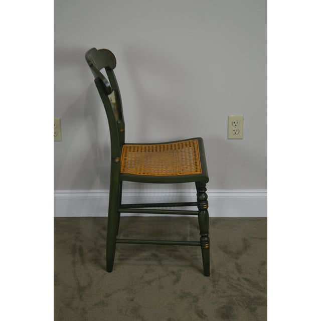 High Quality American Made Pair of Hand Painted Side Chairs with Caned Seats