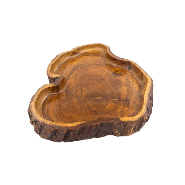 Hand-Carved Peruvian Olive Wood Tray With Live Sculptural Edges For Sale - Image 9 of 10
