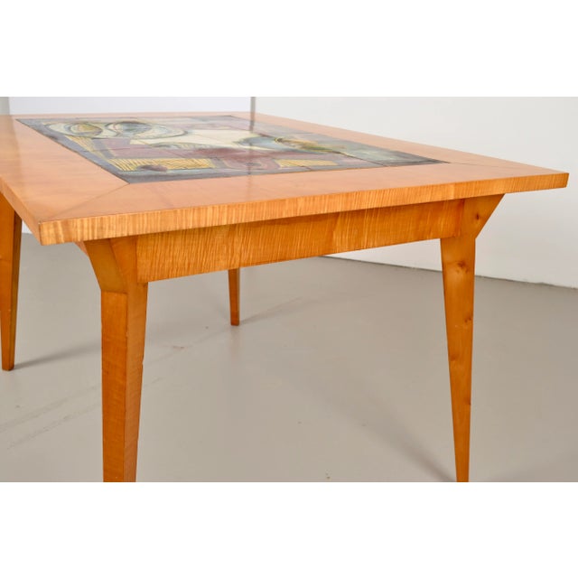 Brown Tile Top Maple Dining Table, France, Circa 1950s For Sale - Image 8 of 13