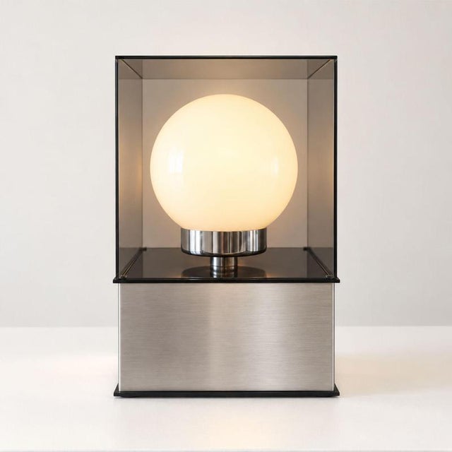 Space Age Lamp in Acrylic Glass, Metal and Opaline Glass, 1970s For Sale - Image 4 of 9