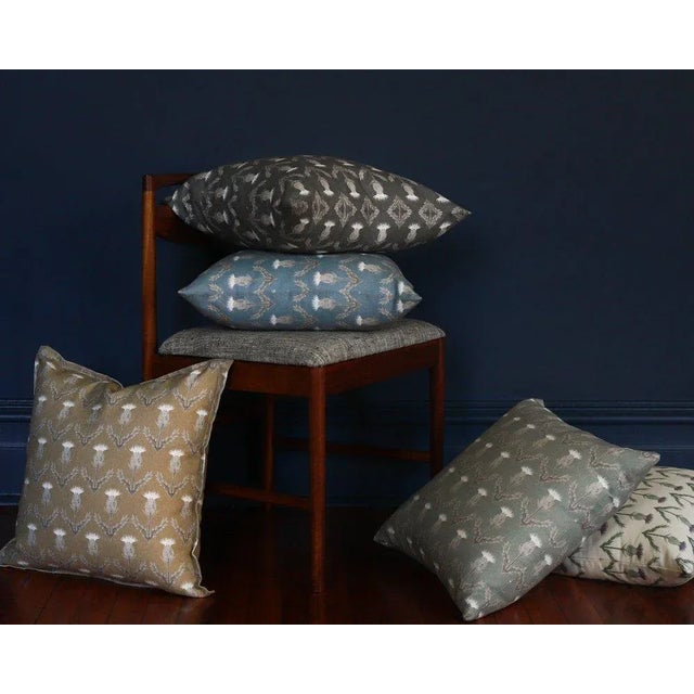 Lauren Servati Textiles, Thistle // La Mer Pillow, 22"x22" For Sale - Image 4 of 4