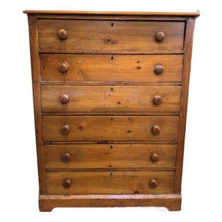 19th Century Antique Country Pine 6 Drawer Chest For Sale