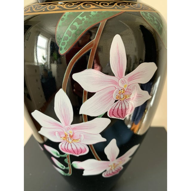 Japanese Porcelain Late 20th Century Vase With Orchids For Sale - Image 9 of 13