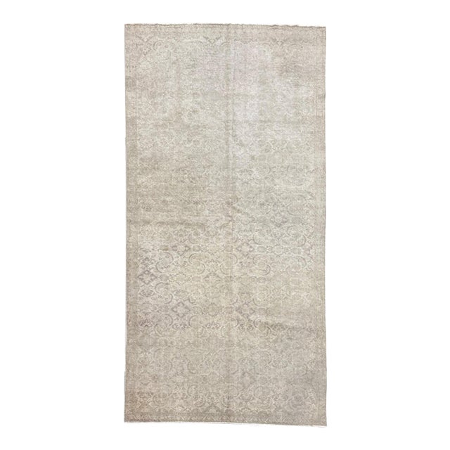 Antique Turkish Sivas Rug 5x8 | Soft Ivory & Beige Floral Design For Sale