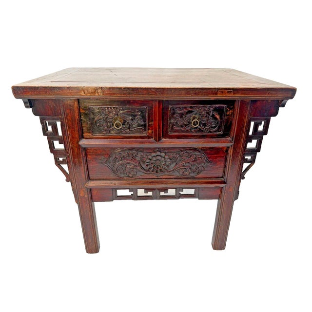 Amazing Hand crafted Antique Chinese Sideboard Buffet, Alter Table, Carved Dragon Relief on Drawers, Tenon Mortise Joints,...