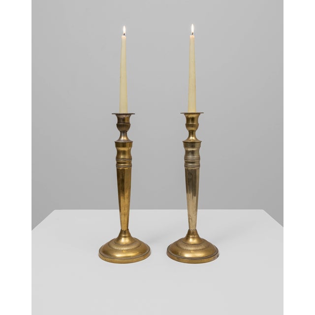 20th Century French Brass Candlesticks - A Pair For Sale - Image 17 of 18