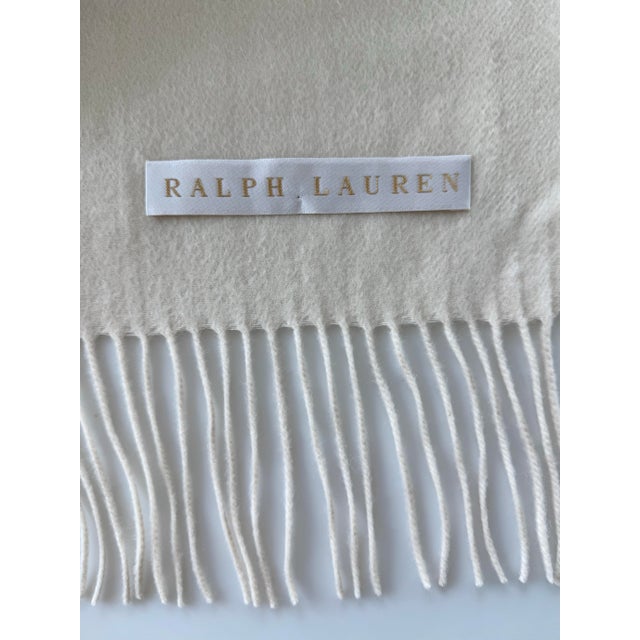 Ralph Lauren Home 100% Cashmere Throw in Cream With 4” Fringe For Sale In San Francisco - Image 6 of 6