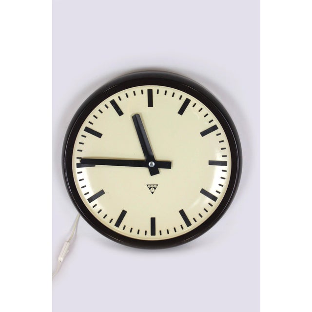 Bakelite Station Clock Wall Lamp from Pragotron, 1950s For Sale - Image 4 of 18