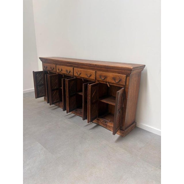 Antique Indian Sideboard with Lattice Doors For Sale - Image 3 of 7