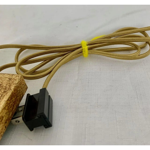 Metal Goldleaf Porcelain Swan Lamps on Wood Block Bases. For Sale - Image 7 of 12