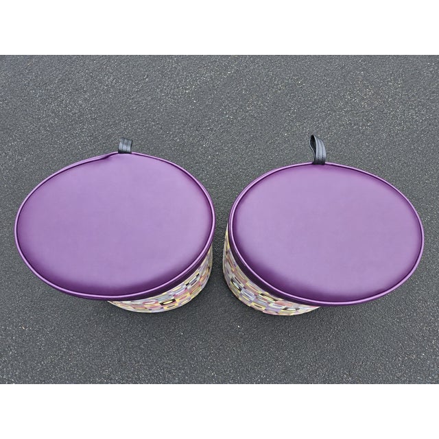 Early 21st Century Turnstone by Steelcase Crushed Can Stools, Pair – Original 'Skittles' Upholstery For Sale - Image 5 of 5