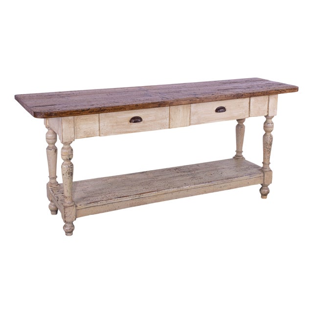 Antique Pine Dining Table with Waxed Top, 1900s For Sale