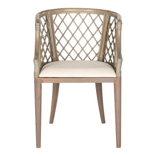 Lattice Back Armchair in Greige For Sale