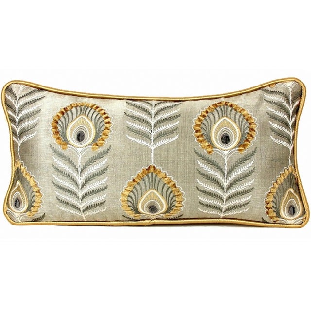 Jane Churchill Embroidered Peacock Lumbar Pillow For Sale - Image 13 of 13
