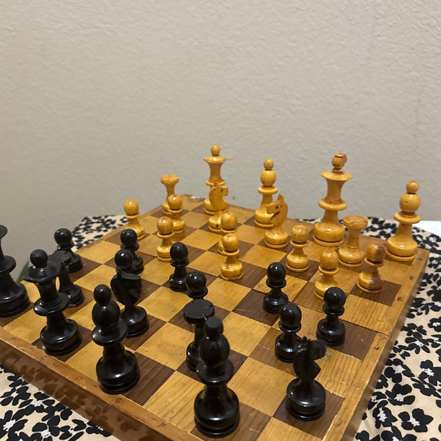 Brown Vintage Chess Game Wooden 1960s For Sale - Image 8 of 10