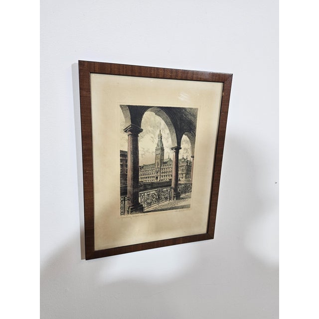 Albrecht Bruck, Town Hall in Hamburg, Etching For Sale - Image 4 of 15