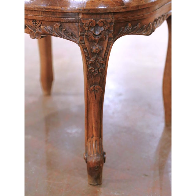 Pair Mid-Century French Louis XV Style Walnut Caned and Leather Desk Armchairs For Sale - Image 11 of 13