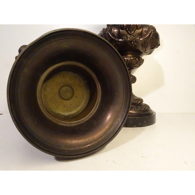 19th Century French Bronze & Cast Iron Medici Vases on Marble Bases, 1980s, Set of 2 For Sale - Image 11 of 16