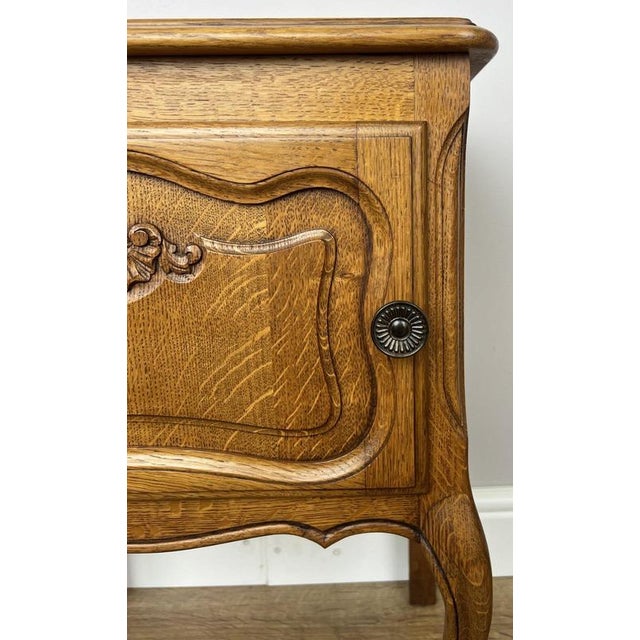 Wood Vintage French Louis Style Oak Nightstands, Set of 2 For Sale - Image 7 of 12