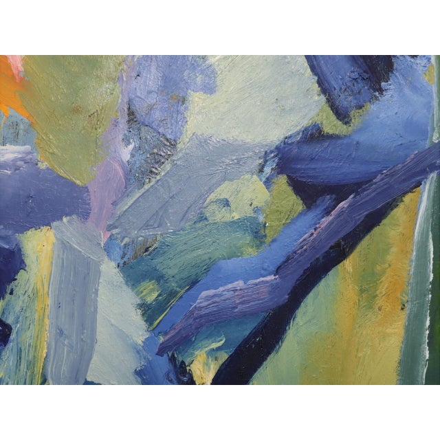 Mid-Century Modern 'Blue Interlude' Vintage Swedish Original Abstract Oil Painting, Framed For Sale - Image 10 of 13