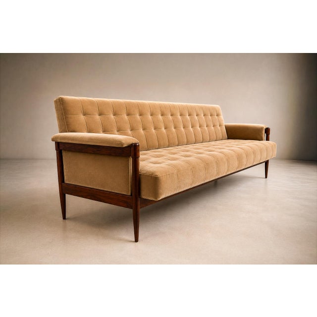 Sofa in Brazilian Rosewood and Camel Mohair by Móveis Provenzal, Brazil, 1960s For Sale - Image 14 of 17