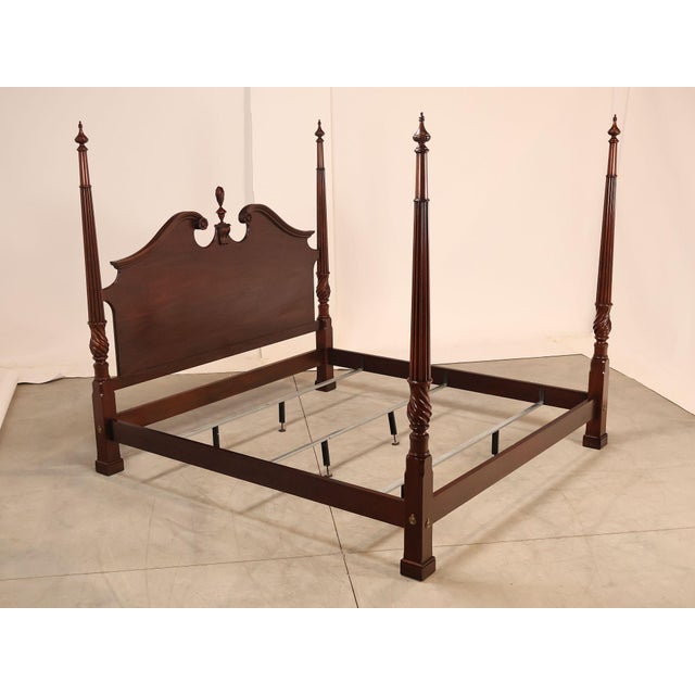 High Quality American Made Genuine Mahogany King Size Four Poster Bed By Henkel Harris, Featuring Fluted And Spiral Turned...