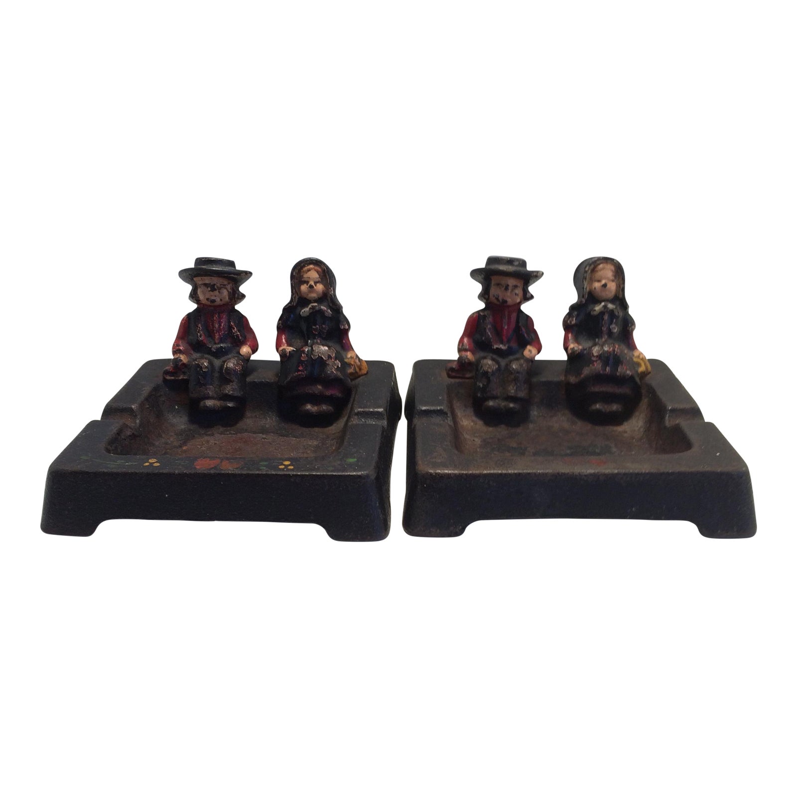Cast Iron Hand Painted Ashtrays By Wilton A Pair Chairish