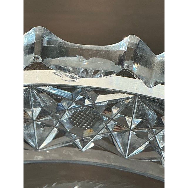 Vintage American Brilliant Cut Glass Crystal Bowl With Sawtooth Rim For Sale In Dallas - Image 6 of 12