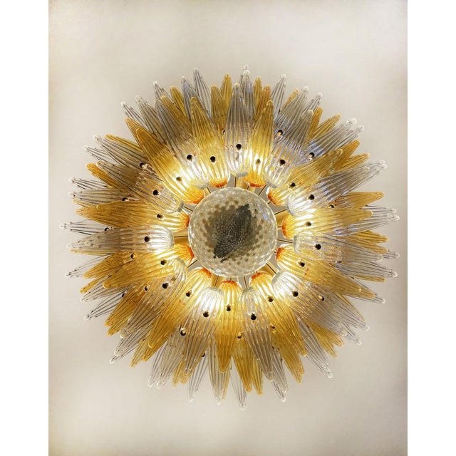 Palmette Ceiling Light with Clear and Amber Glasses, 1990 For Sale - Image 9 of 18