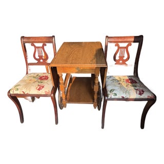 1940s Pair of Mahogany Regency Lyre Back Chairs For Sale