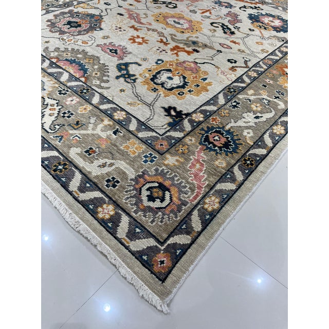 Traditional 8x10 Luna Clara Beige Floral Traditional Hand Knotted Wool Carpet Rug For Sale - Image 3 of 6