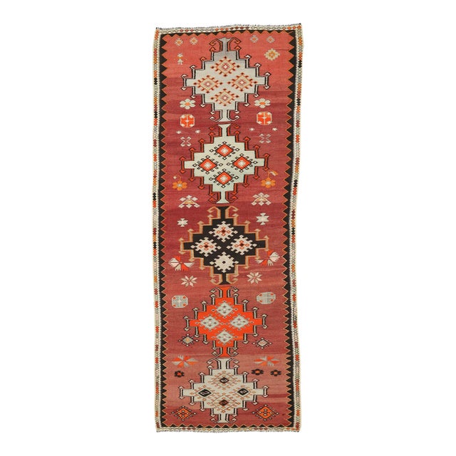 Mid 20th Century Vintage Decorative Turkish Kilim Runner For Sale