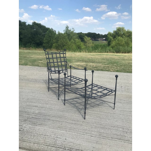 Metal Mario Papperzini for Salterini Italian Wrought Iron Reclining Arm Chair and Ottoman, Attributed For Sale - Image 7 of 11