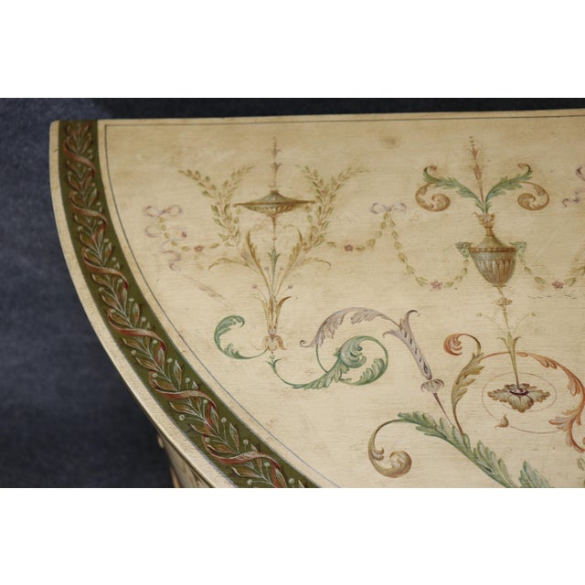 Cream Antique English Adams Style White Painted Demilune Commode For Sale - Image 8 of 18