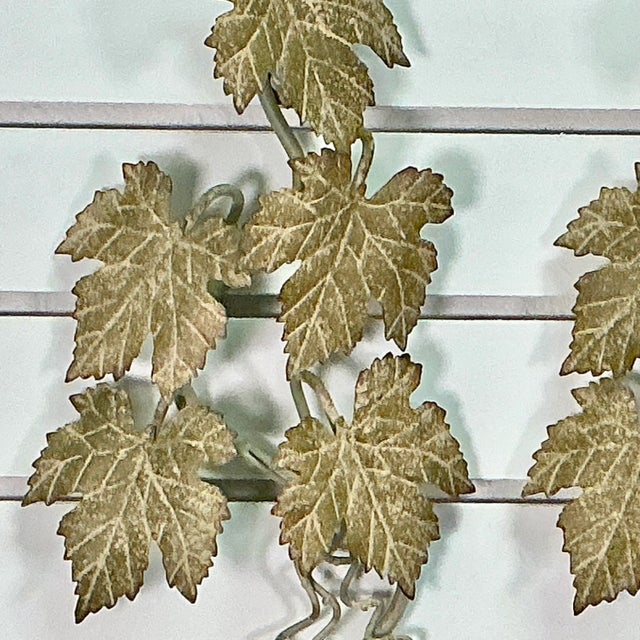 1950s Vintage Italian Rustic European Tole Leaf Candle Sconces - A Pair. For Sale - Image 6 of 13