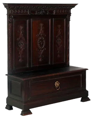 19th Century Renaissance Florentine Solid Carved Ebonized Walnut Bench Chest