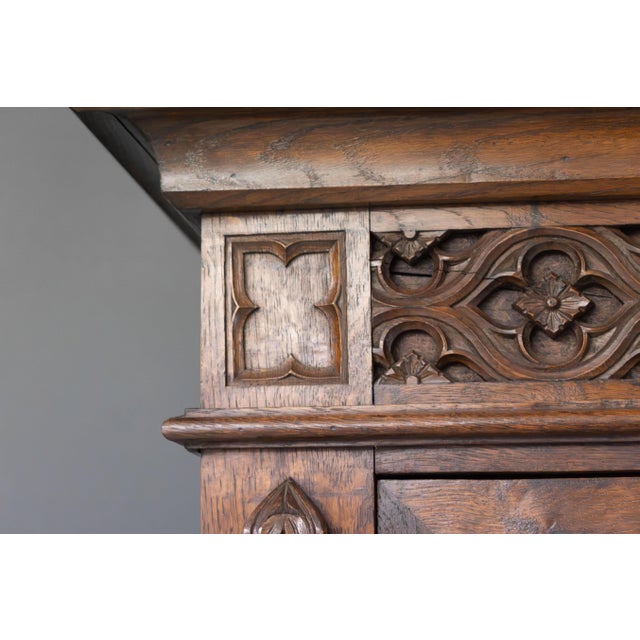 Brown Antique Gothic Bookcase, 1880 For Sale - Image 8 of 14