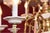 Metal 1970s Georgian Candle-Style 2-Tier Polished Brass White Porcelain Chandelier For Sale - Image 7 of 10