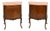 Antique Pair of French Walnut Nightstands With Pink‑Orange Marble Tops and Cabriole Legs For Sale