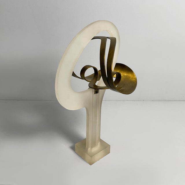 Cesar Doméla, Dutch Modern Sculpture, 1970s, Acrylic Glass and Brass For Sale - Image 3 of 18