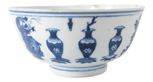 Chinese Chinoiserie Blue and White Bowl Guangxu Reign Mark
