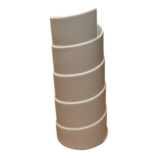 Very Rare Large 13” Rosenthal Studio-Linie White Porcelain Spiral Vase by Marcello Morandini Vintage Germany Postmodern Circa 1980’s For Sale