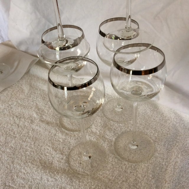 Tall Platinum Rim Wine Glasses - Set of 6 For Sale - Image 11 of 13