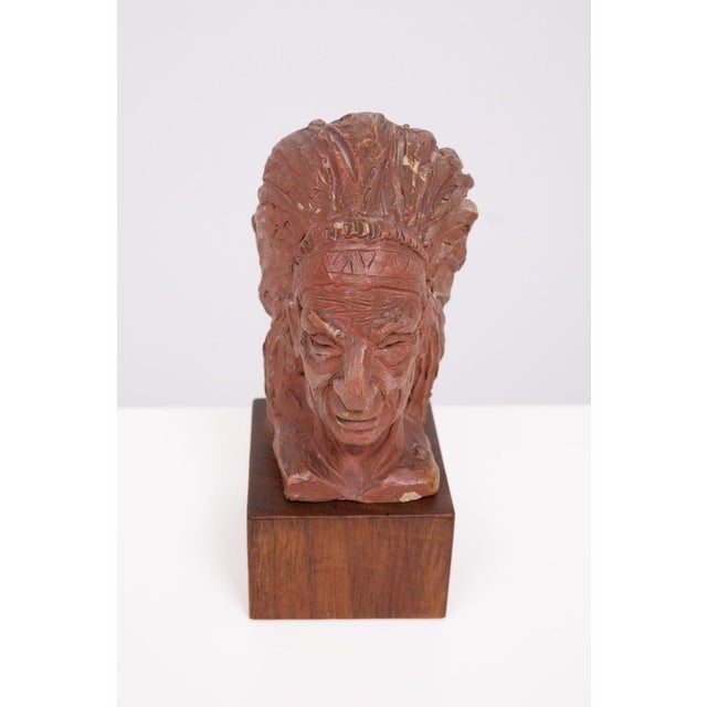 Mid-Century Modern Small Terracotta Indian Bust, 1960s For Sale - Image 3 of 11