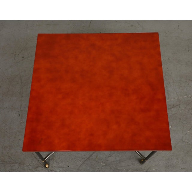 Midcentury Bronze and Red Lacquer 2-Piece Dining Table on Casters For Sale In New York - Image 6 of 12