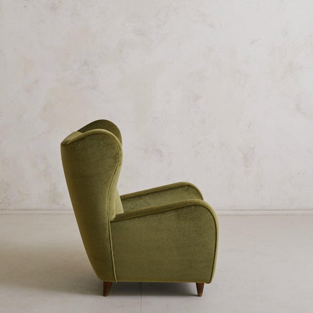 Italian Forest Green Velvet Lounge Chair with Down Cushion, 1950s For Sale - Image 4 of 11