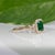 Metal Zambian Emerald Ring With Earth-Mined Diamond Accents in Solid 14k Gold, 7x5mm For Sale - Image 7 of 9