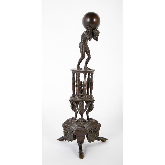 19th Century Italian Grand Tour Bronze of Atlas On A Stand With Turtle For Sale - Image 9 of 10