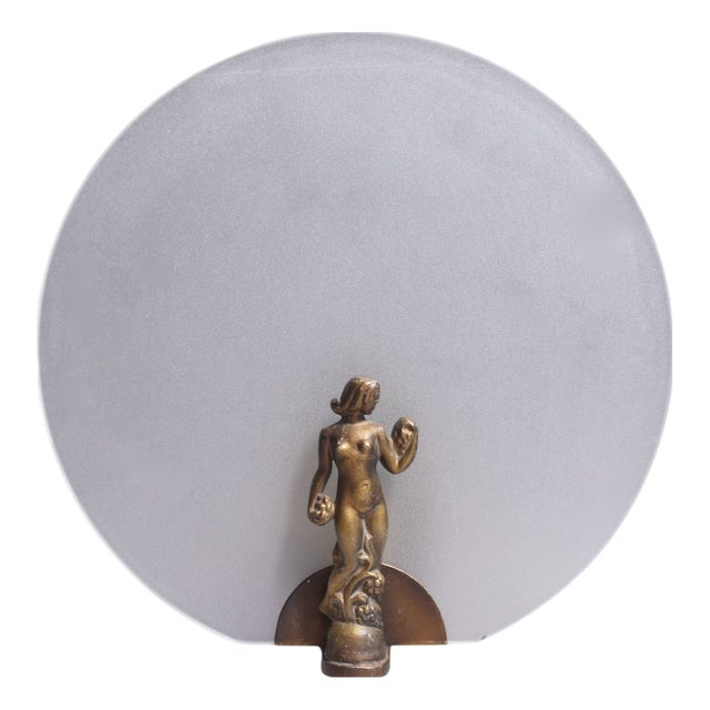 Art Deco Lamp in Bronze and Glass, 1930s For Sale