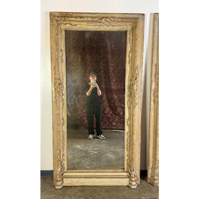 19th Century Pair of 19th C. Italian Door Surrounds W/ Antique Mirror For Sale - Image 5 of 11